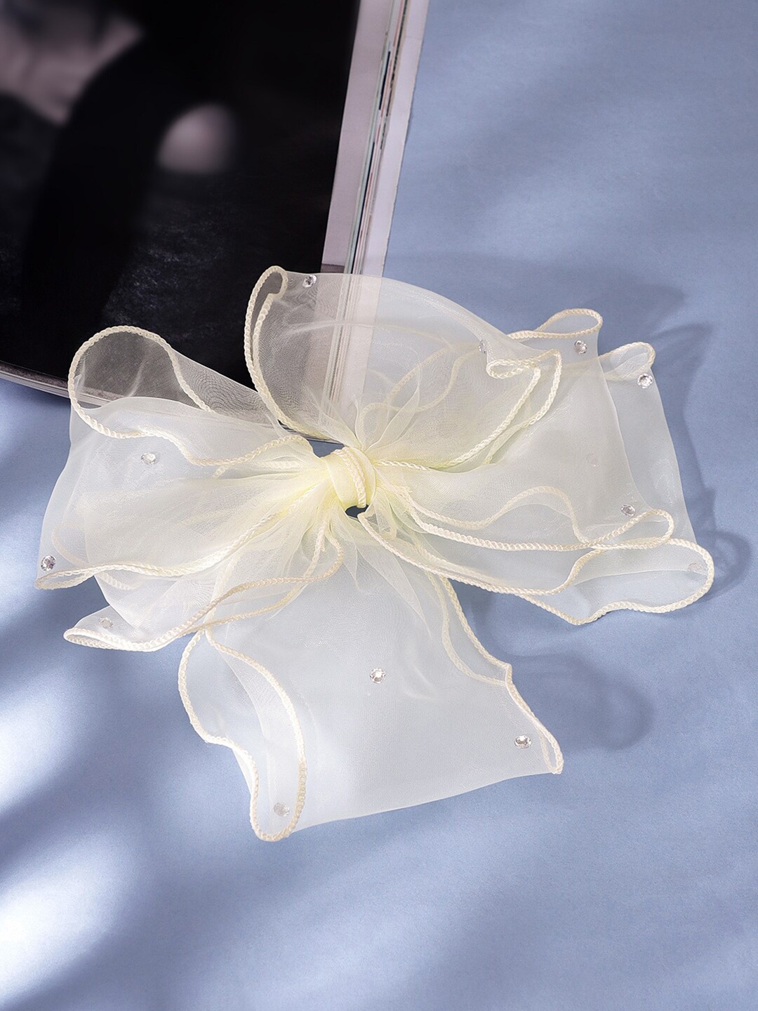 

Rubans Embellished French Barrette, White