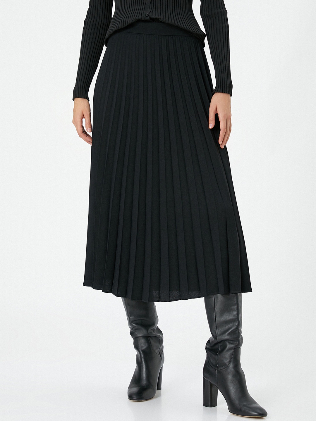 

Koton Accordion Pleated A-Line Midi Skirt, Blue