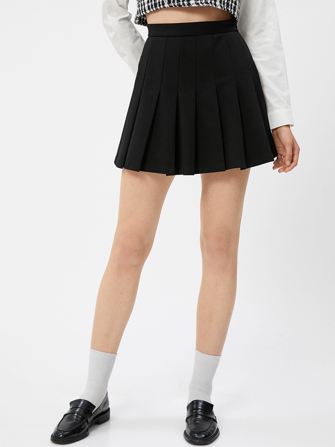 

Koton Pleated Mini Skirt, Black