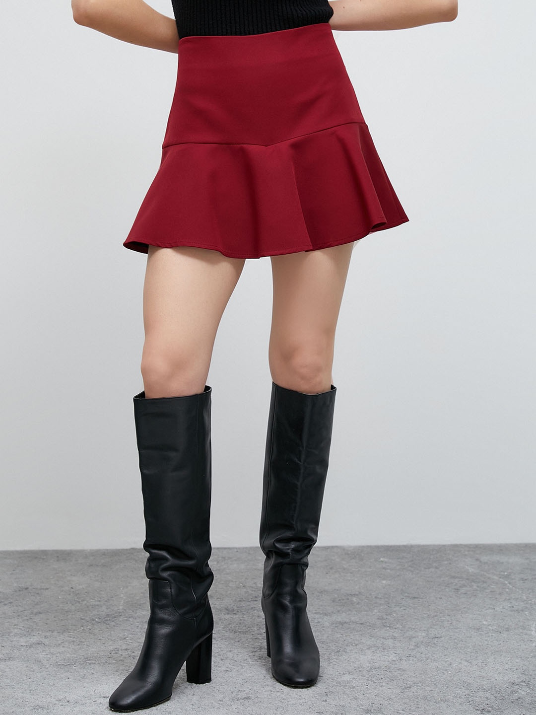 

Koton Pleated Mini Skirt, Maroon