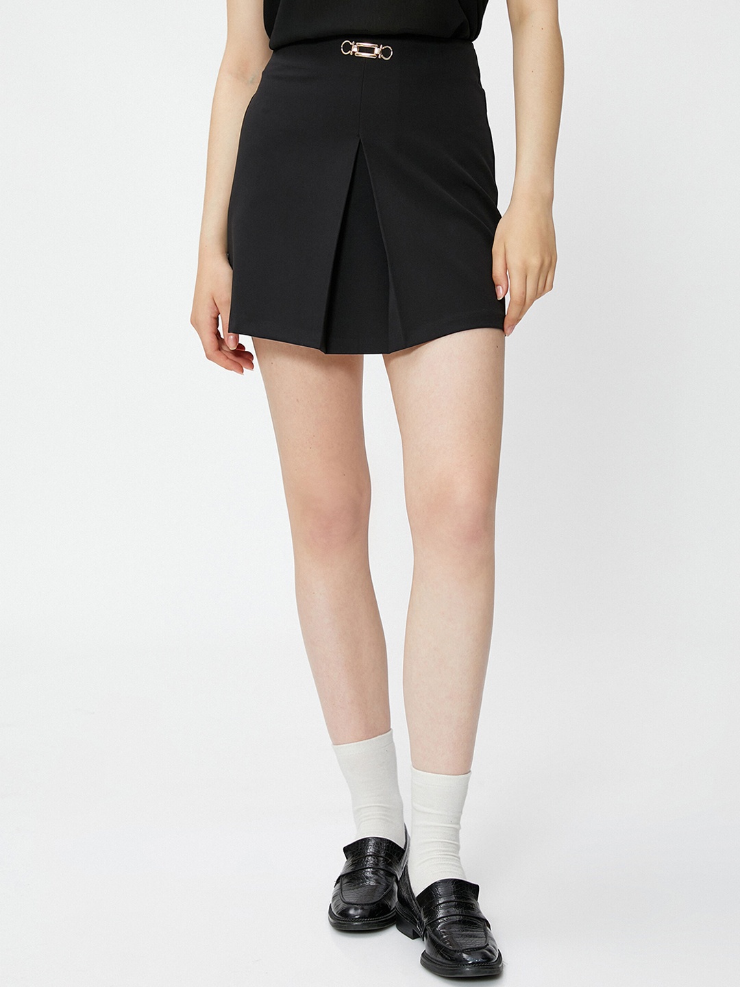 

Koton Pleated Mini A-Line Skirt, Black