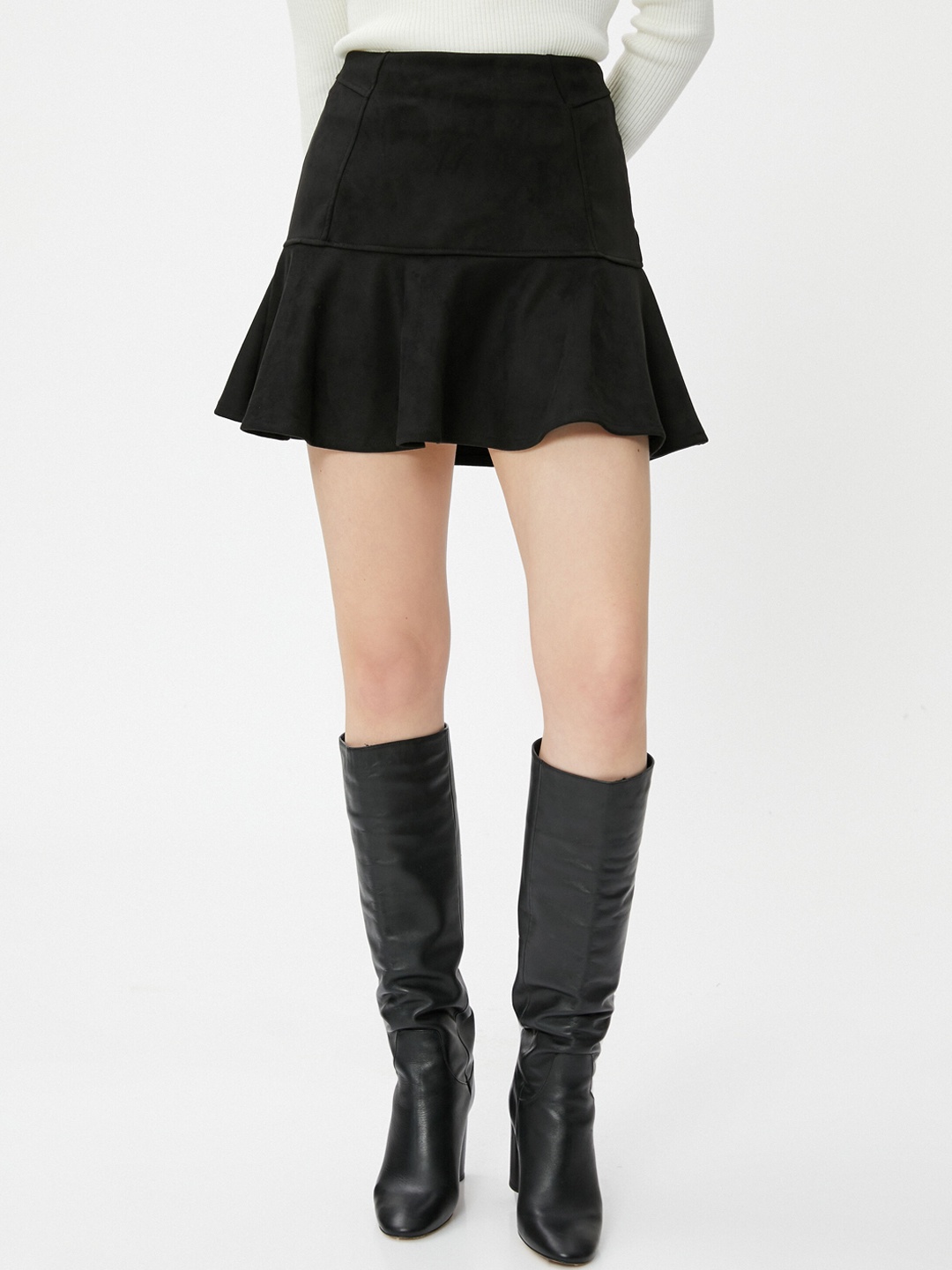

Koton Flared Mini Casual Skirt, Black