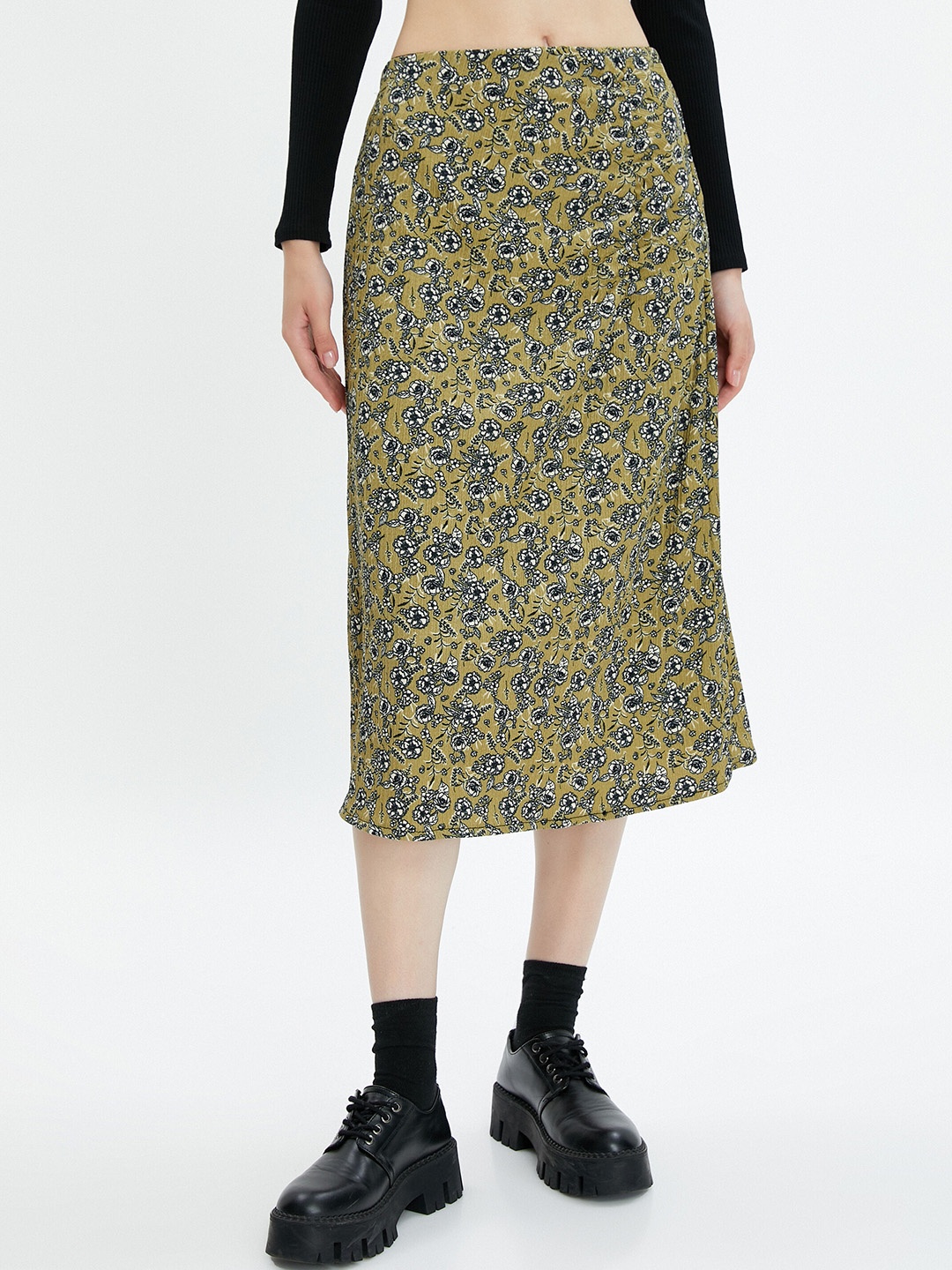 

Koton Printed A-Line Midi Length Skirts, Green