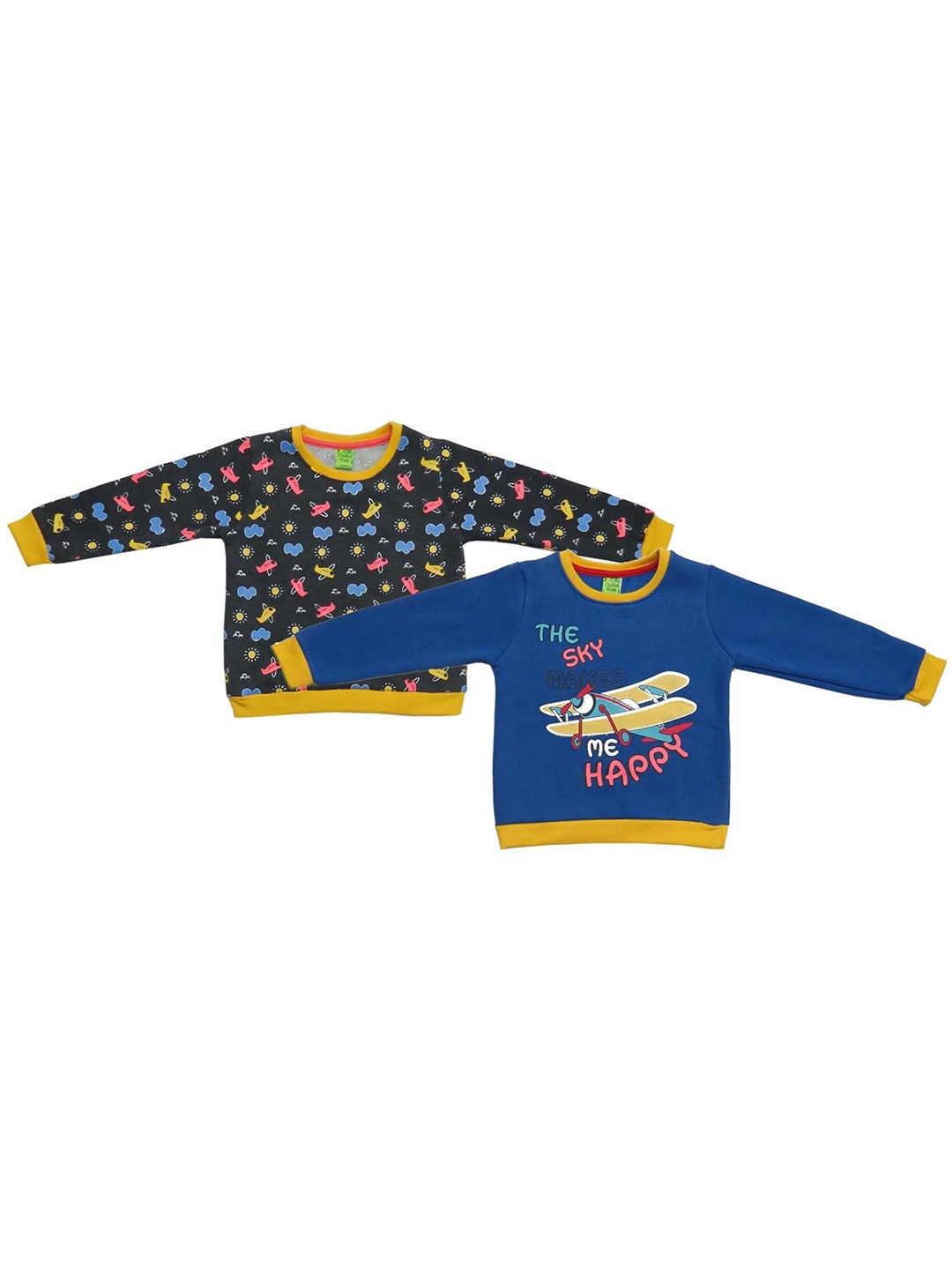

Clothe Funn Boys Pack of 2 Printed Fleece Pullover Sweatshirt, Blue