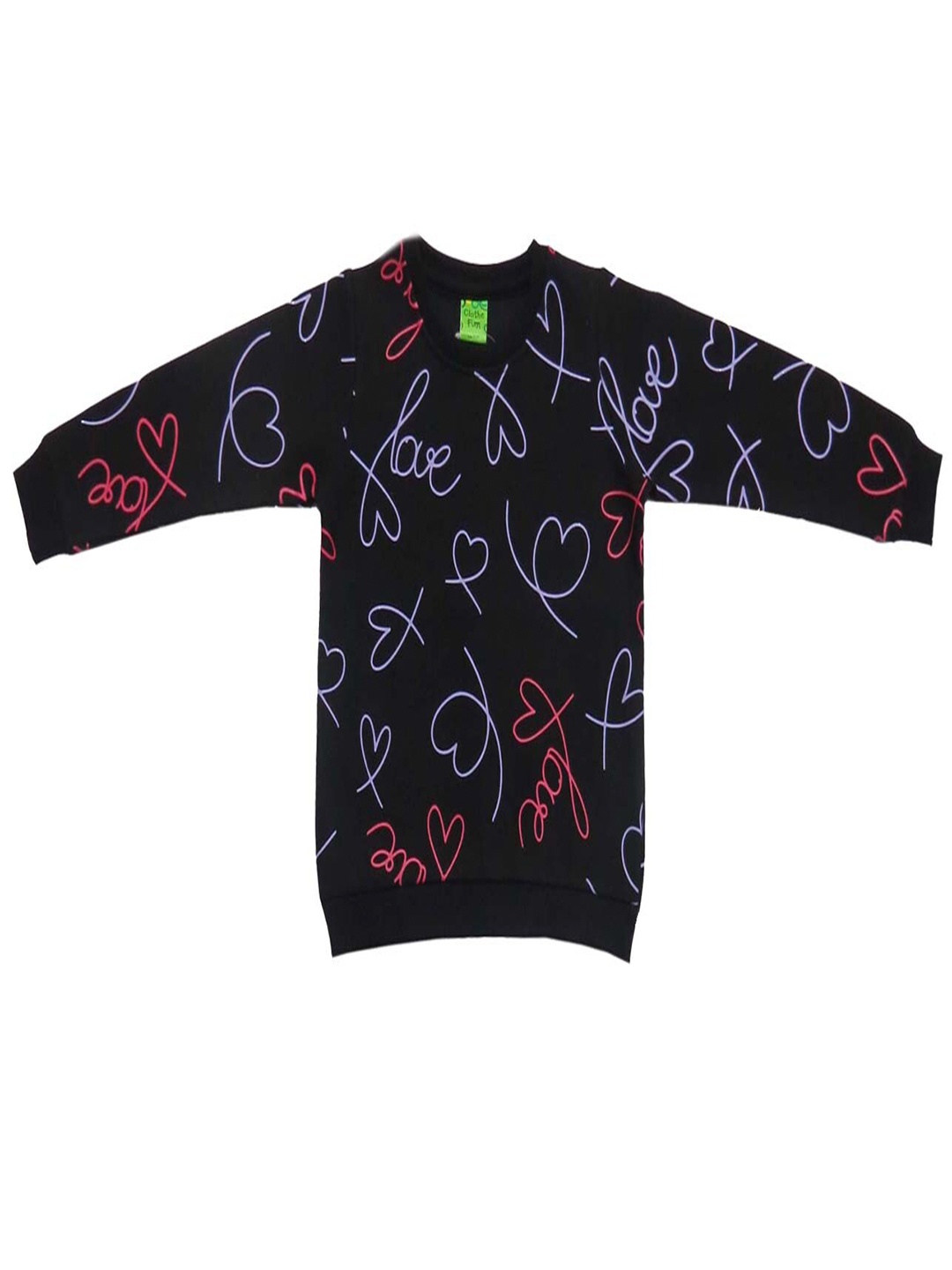 

Clothe Funn Girls Conversational Printed Fleece Pullover Sweatshirt, Black