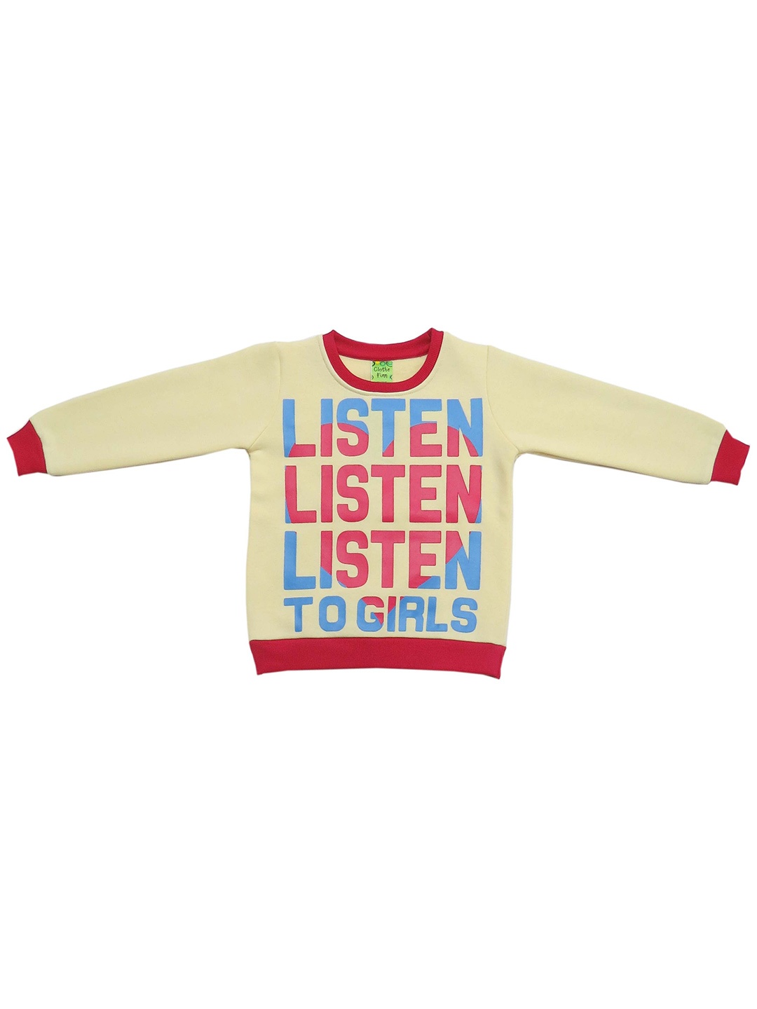 

Clothe Funn Girls Typography Printed Fleece Pullover, Yellow