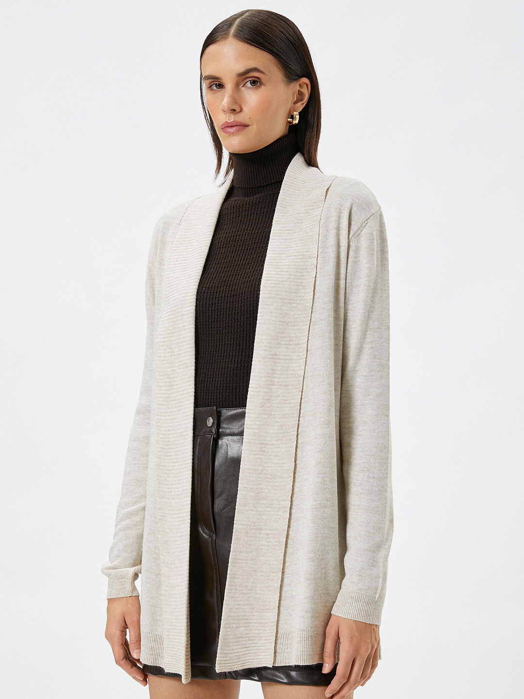 

Koton Longline Acrylic Cardigan, Beige