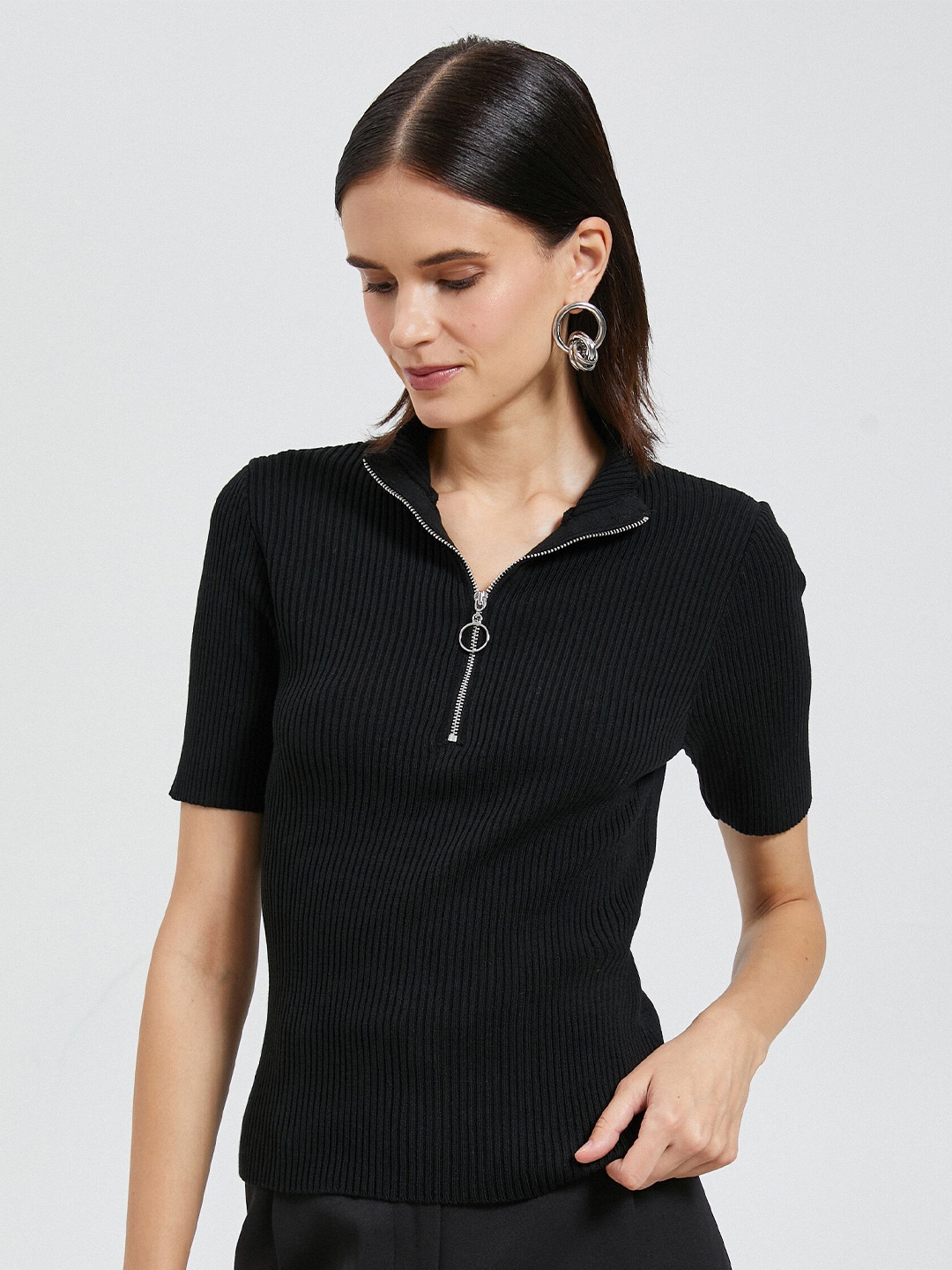 

Koton Acrylic Ribbed Pullover, Black