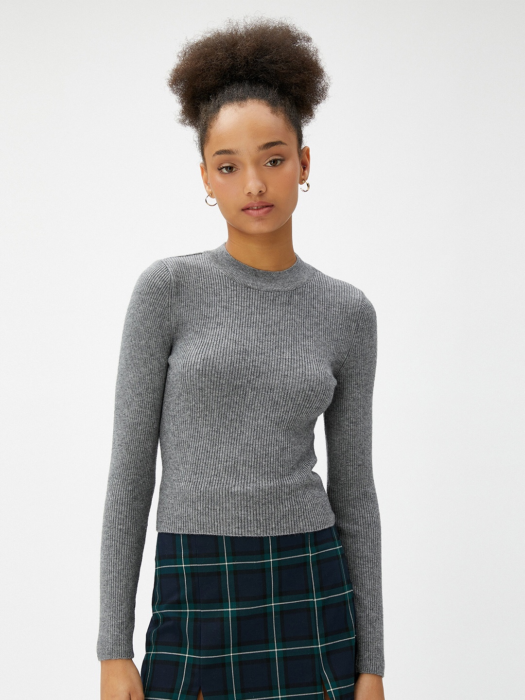

Koton Ribbed Knitted Pullover, Grey