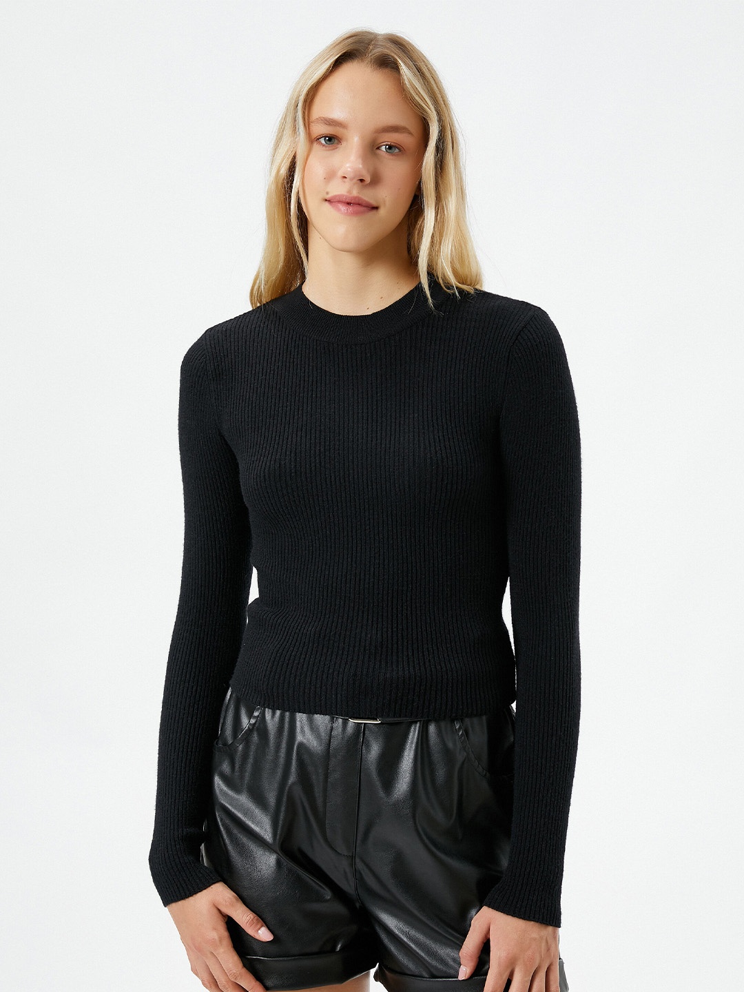 

Koton Round Neck Pullover Sweater, Black
