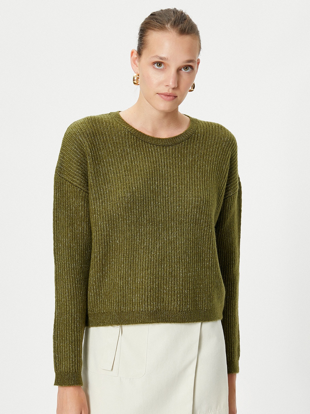 

Koton Ribbed Acrylic Pullover, Green