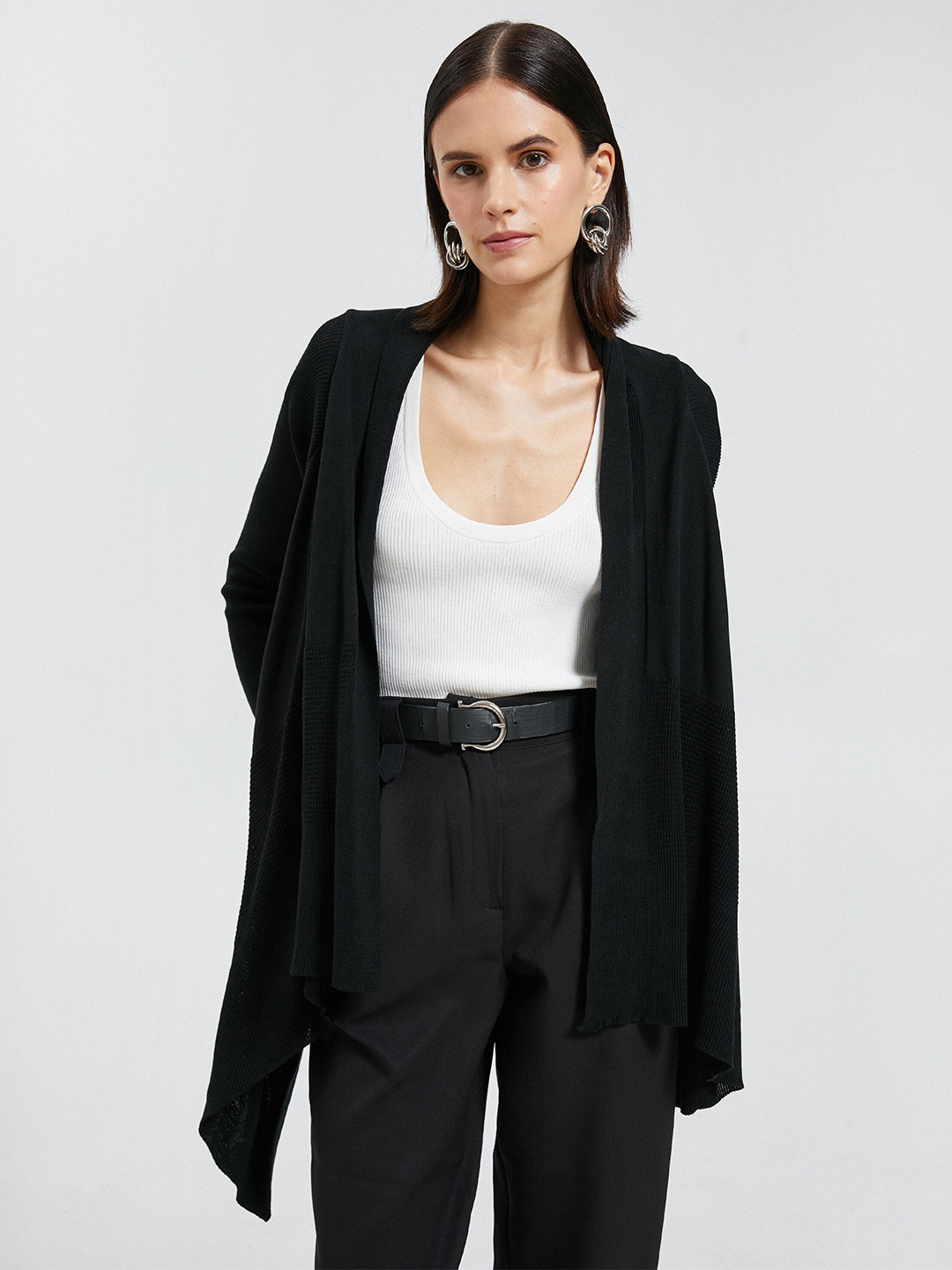 

Koton Longline Open-Front Sweater, Black