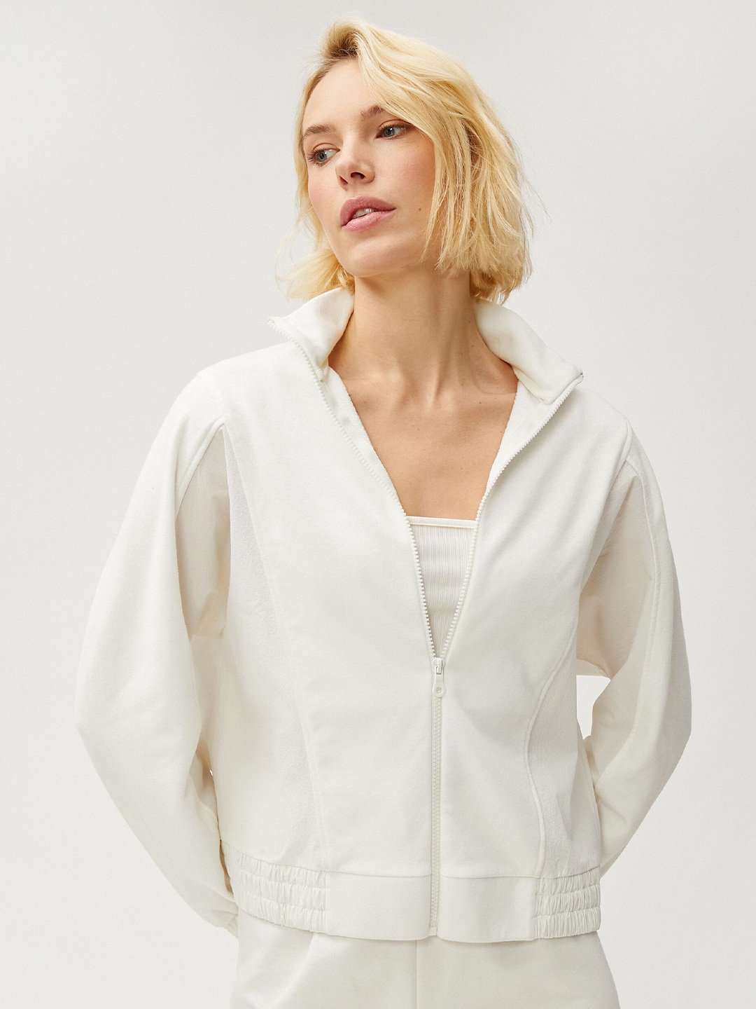 

Koton Mock Collar Long Sleeves Cardigan Sweater, Off white
