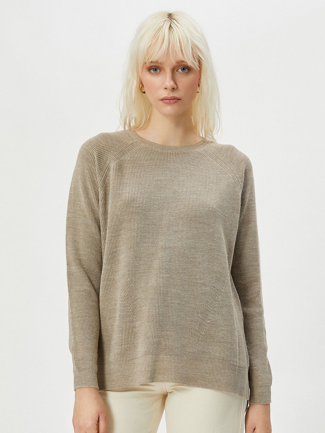 

Koton Ribbed Long Sleeves Acrylic Pullover, Brown