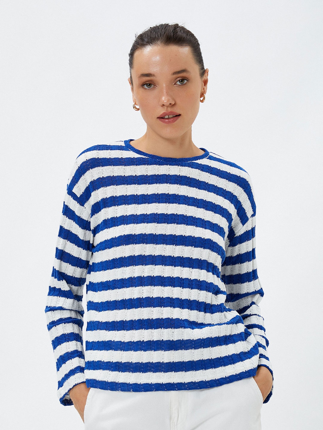 

Koton Striped Long Sleeves Pullover, White