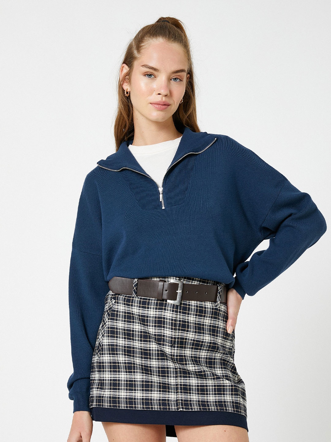 

Koton Mock Collar Pullover, Navy blue