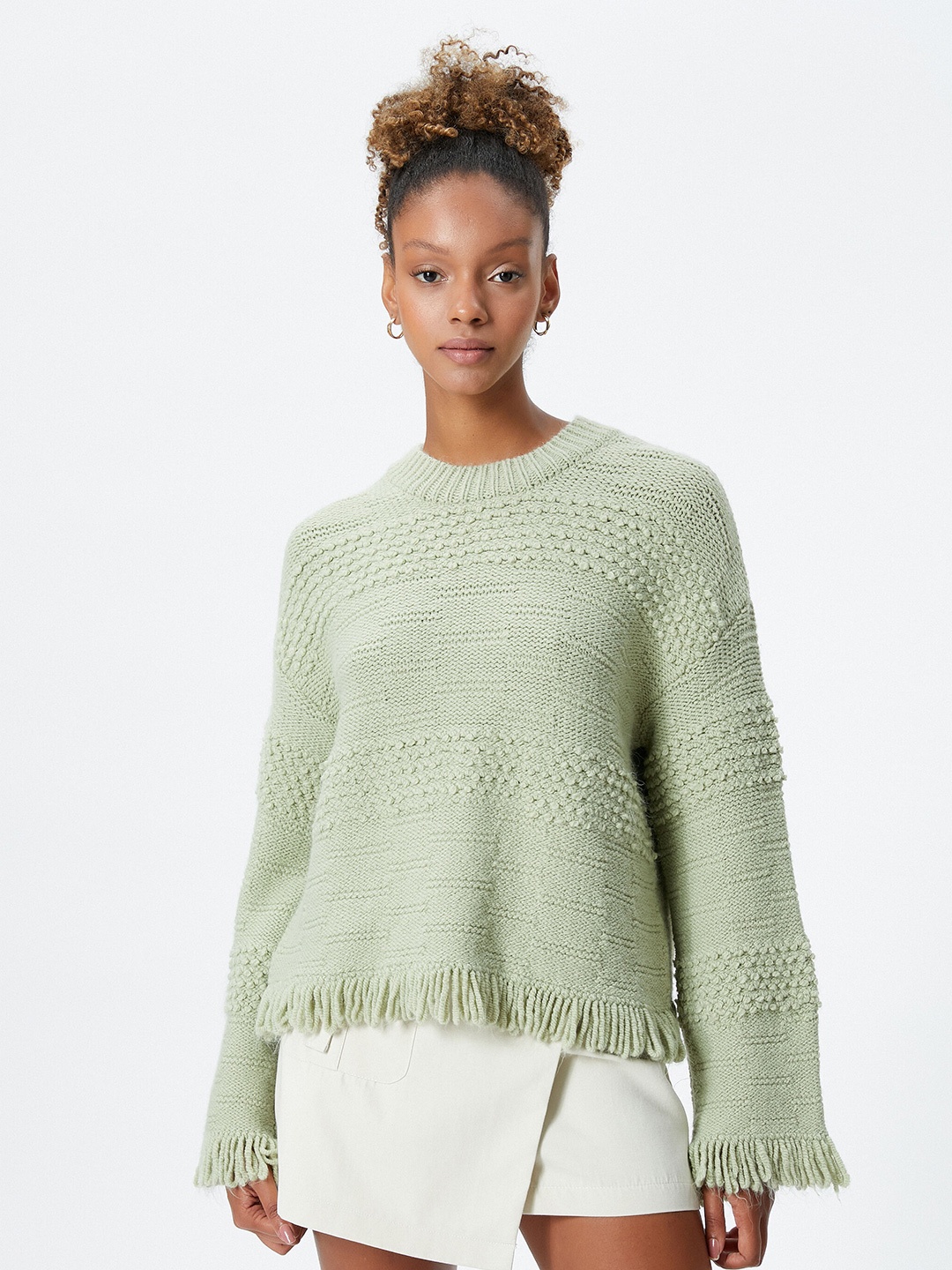 

Koton Cable Knit Acrylic Pullover Sweaters, Green