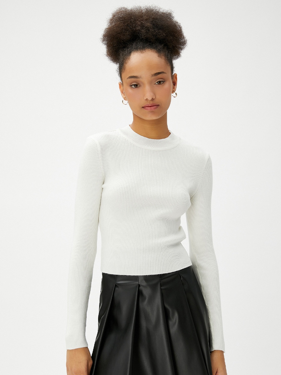

Koton Ribbed Knitted Pullover, White