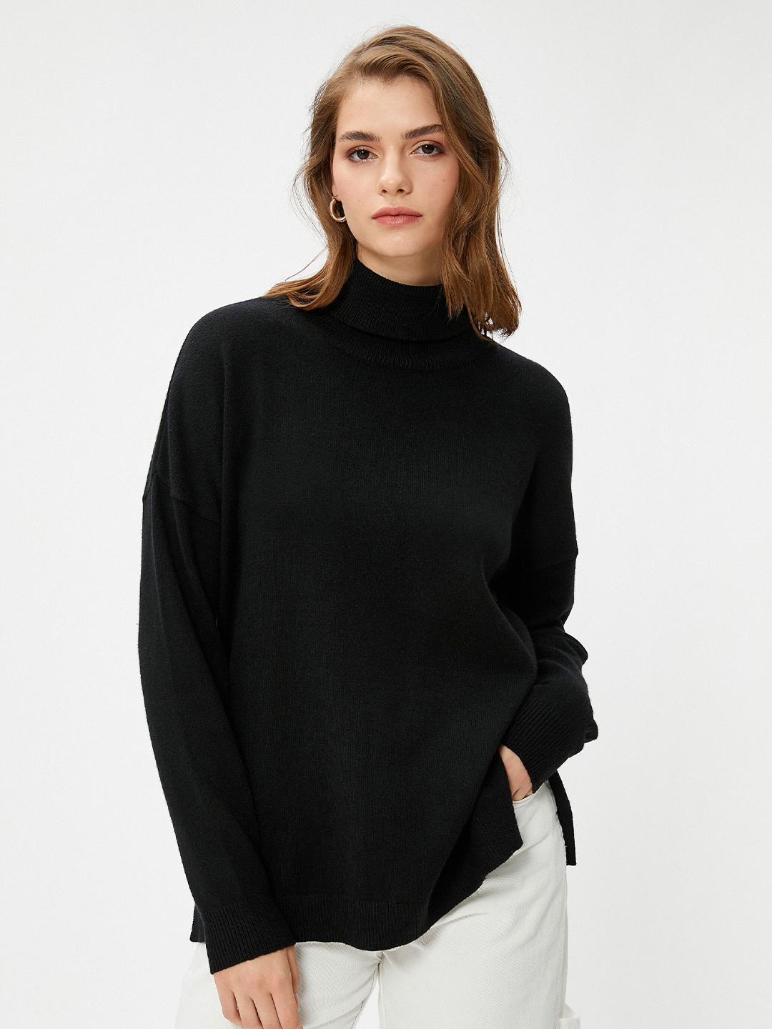 

Koton High Neck Pullover Sweater, Black