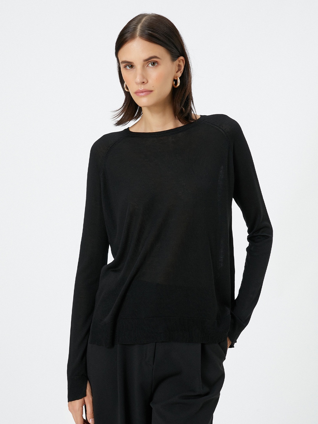

Koton Semi Sheer Pullover Sweater, Black