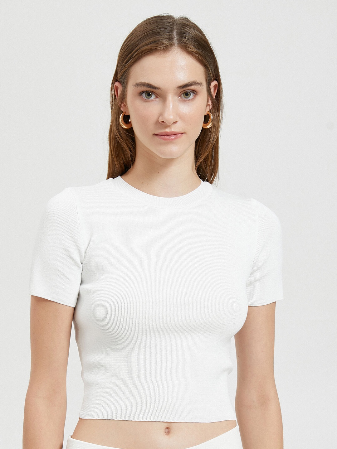 

Koton Self Design Fitted Tops, White