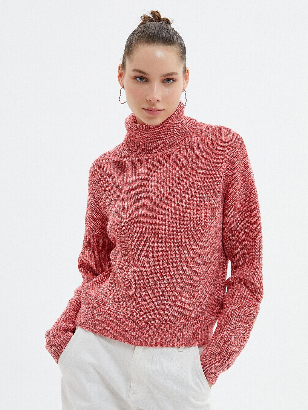 

Koton Ribbed Turtle Neck Long Sleeves Acrylic Pullover Sweater, Pink