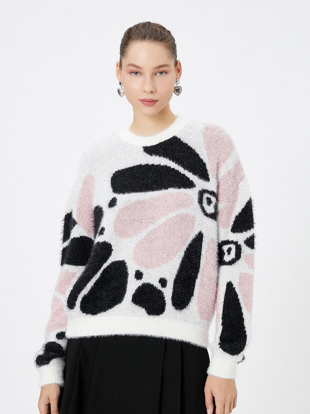 

Koton Floral Self Design Pullover, Black