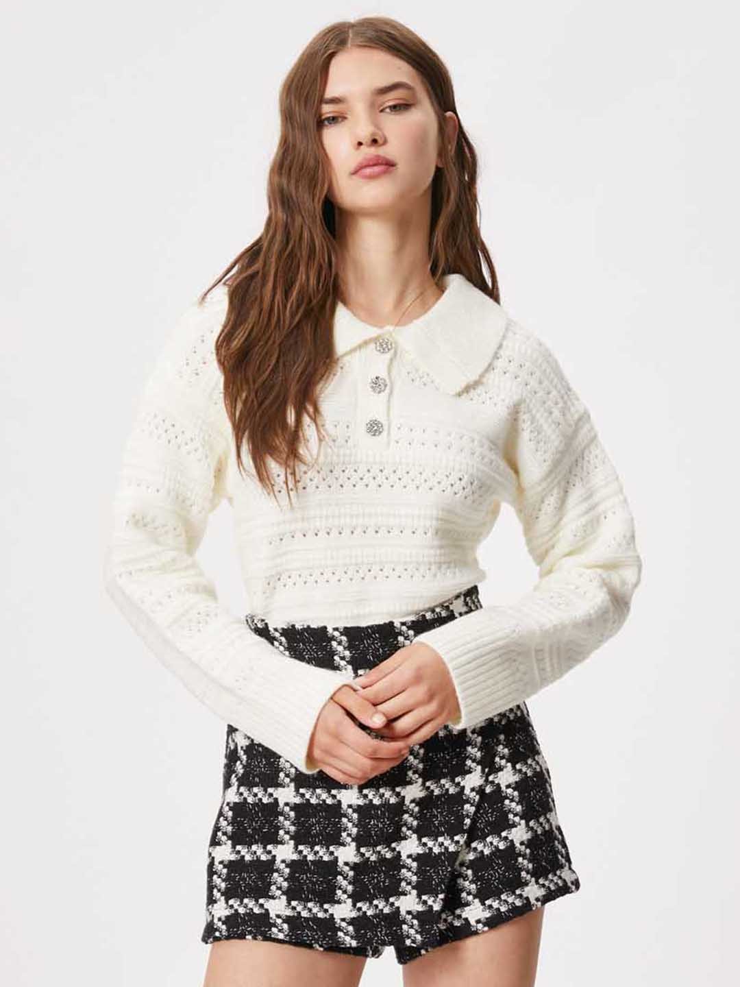 

Koton Self Design Cable Knit Acrylic Pullover, Off white