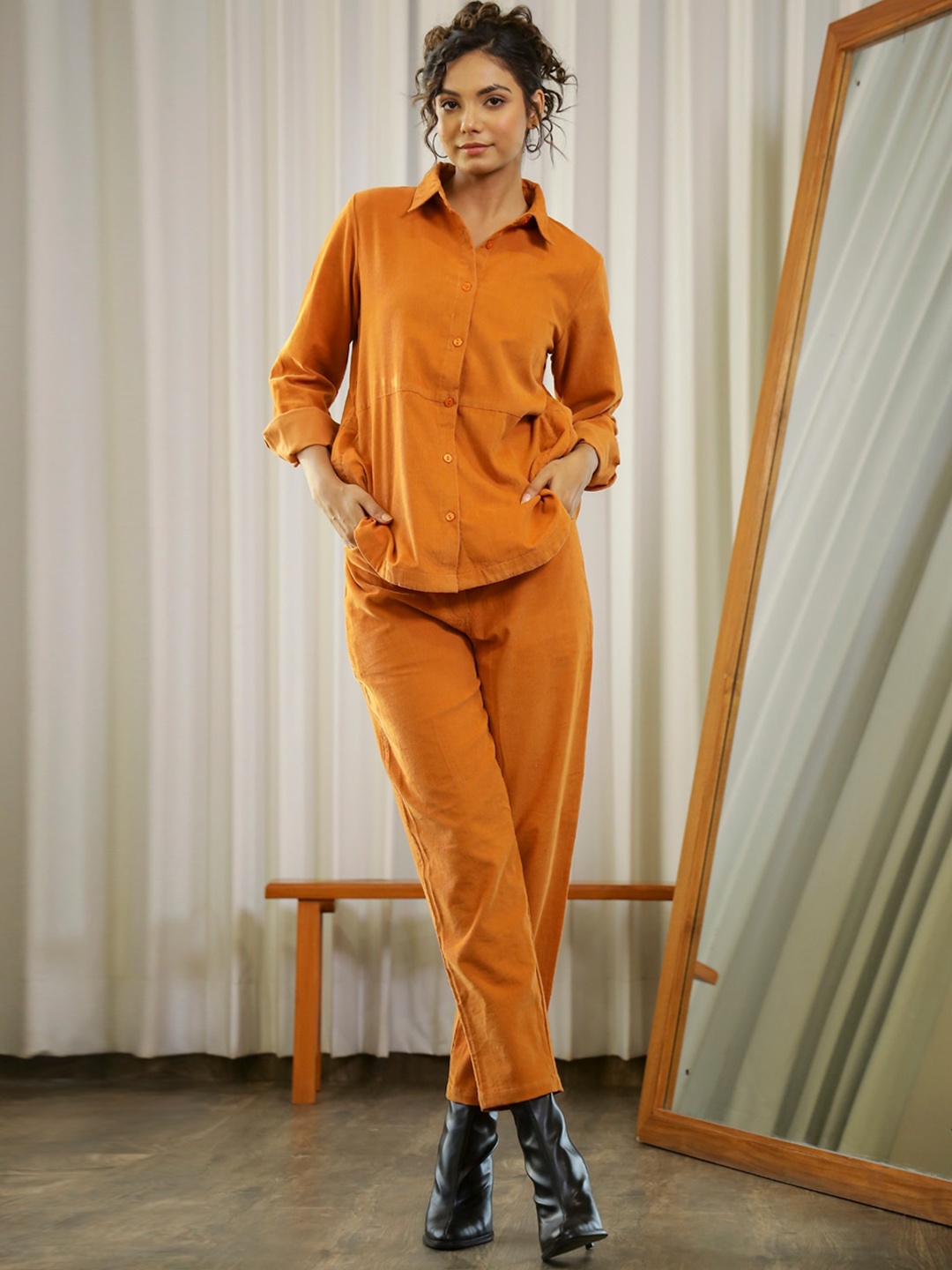 SANSKRUTIHOMES Shirt With Trousers, Rust