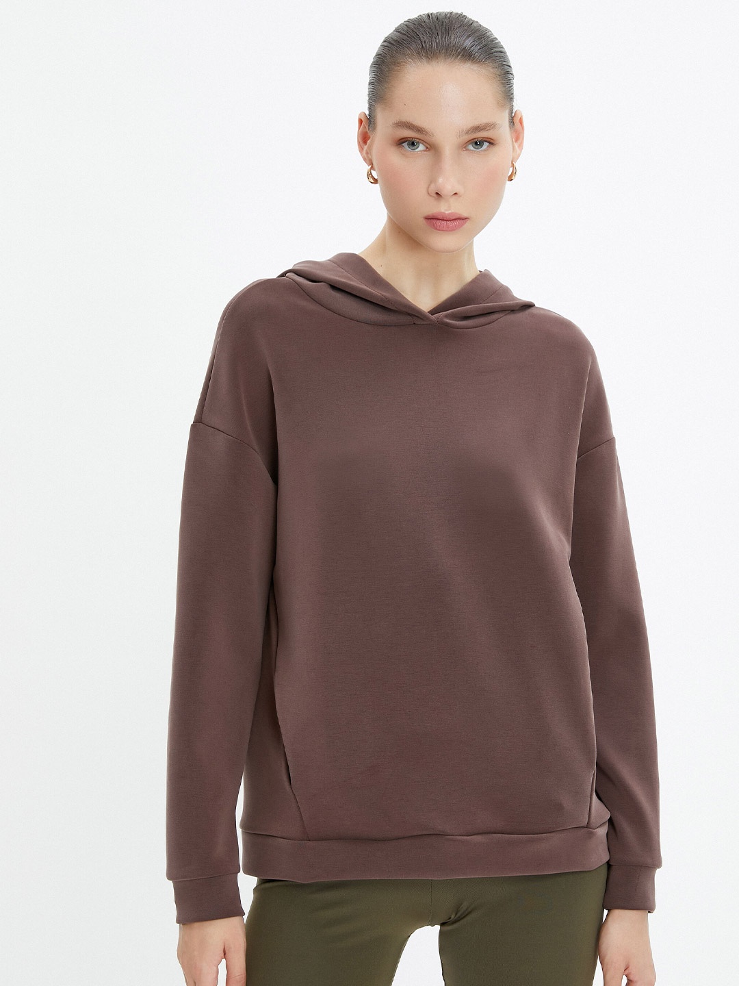 

Koton Long Sleeves Hooded Pullover Sweatshirt, Brown