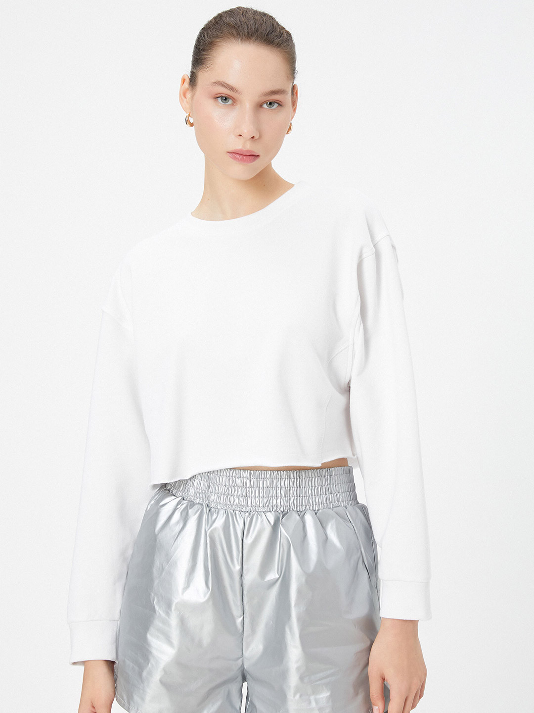 

Koton Round Neck Long Sleeves Pullover Sweatshirt, White