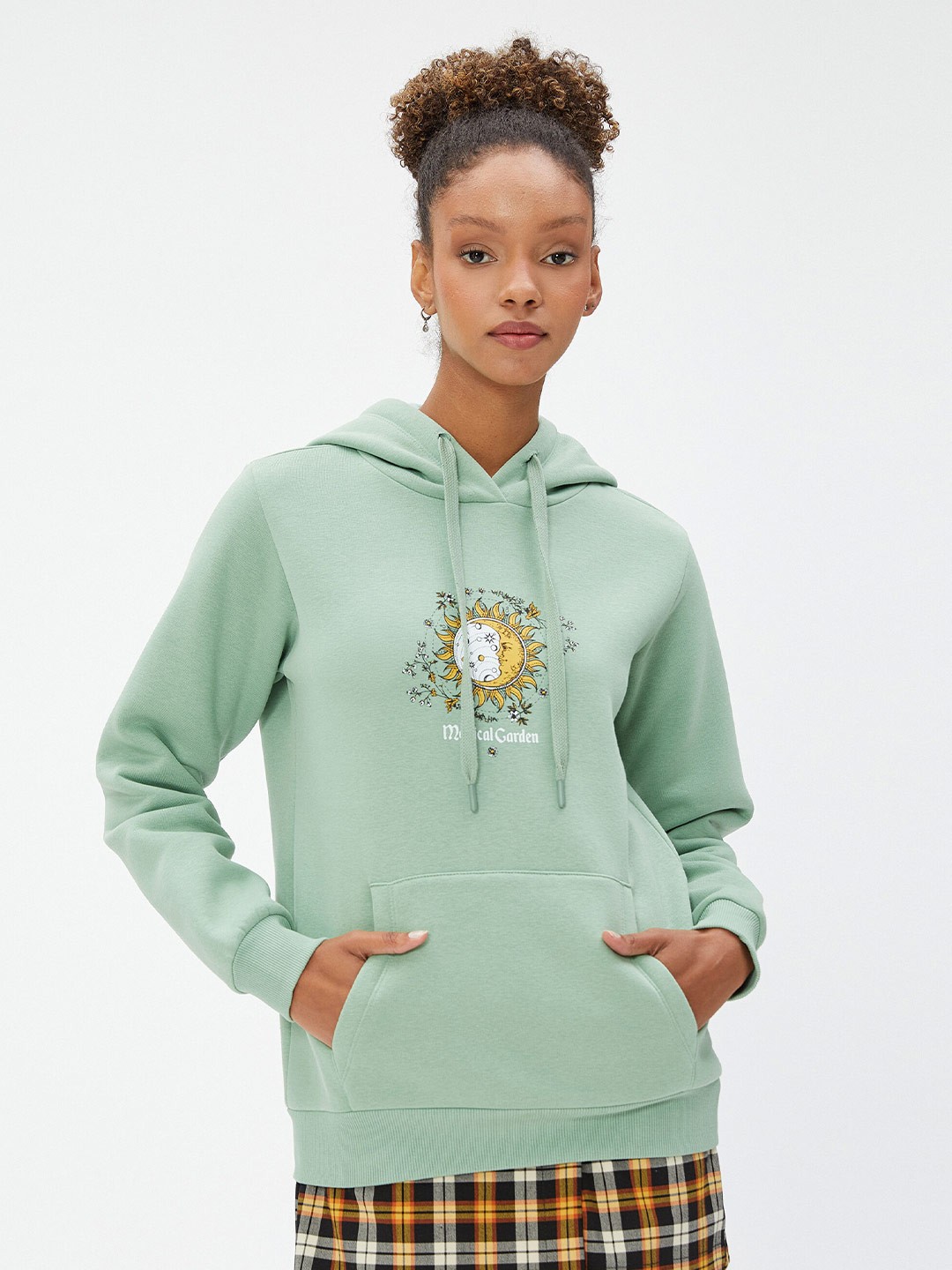 

Koton Graphic Printed Hooded Sweatshirt, Green