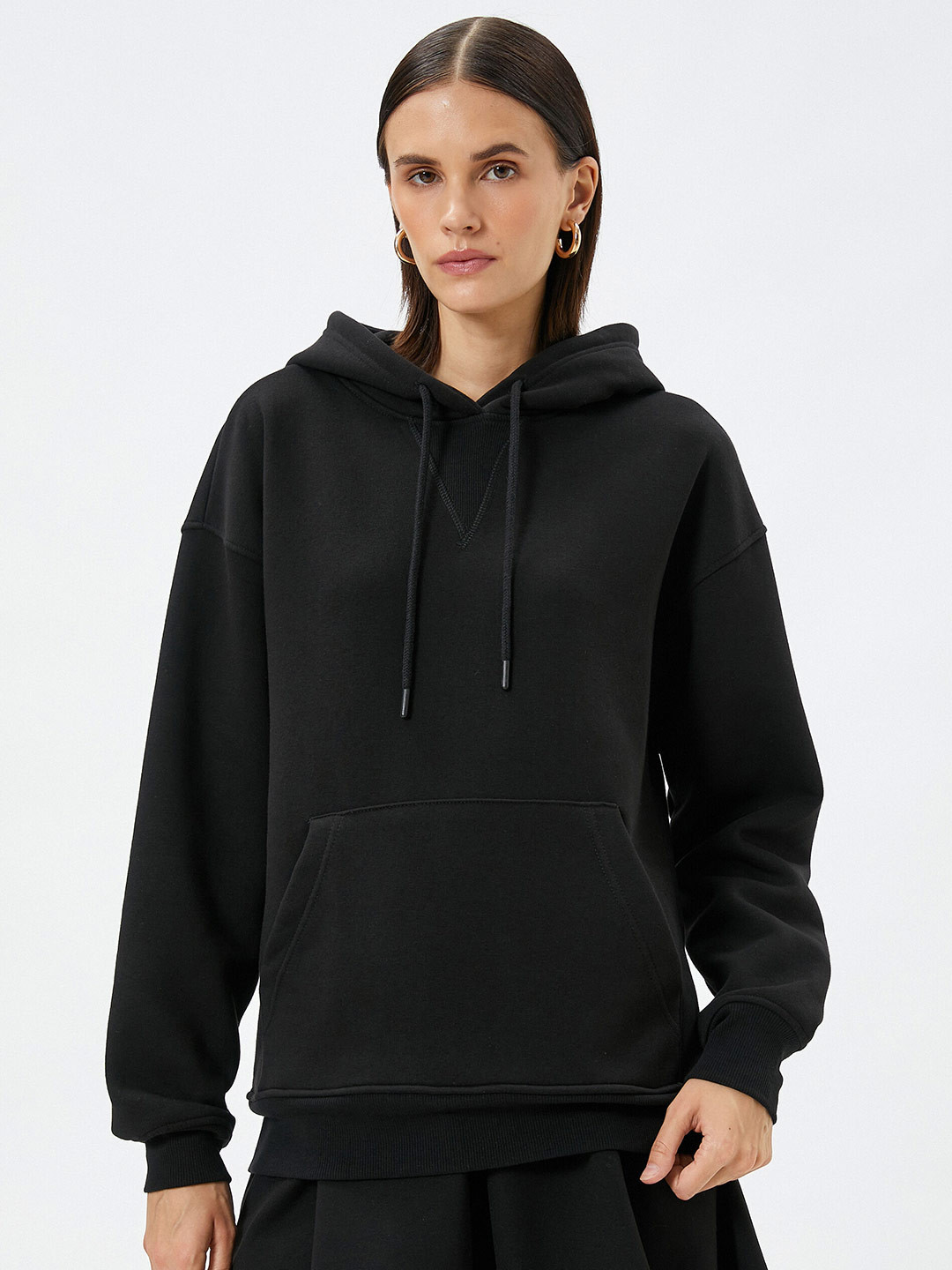 

Koton Hooded Neck Long Sleeve Pullover Sweatshirt, Black
