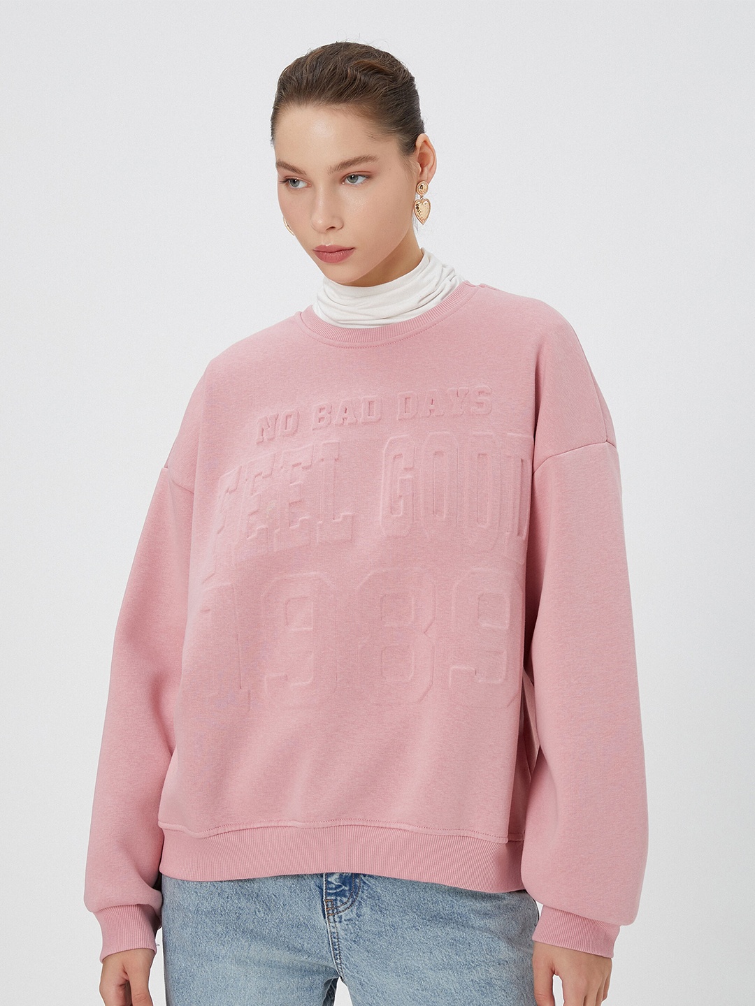 

Koton Round Neck Oversized Sweatshirt, Pink