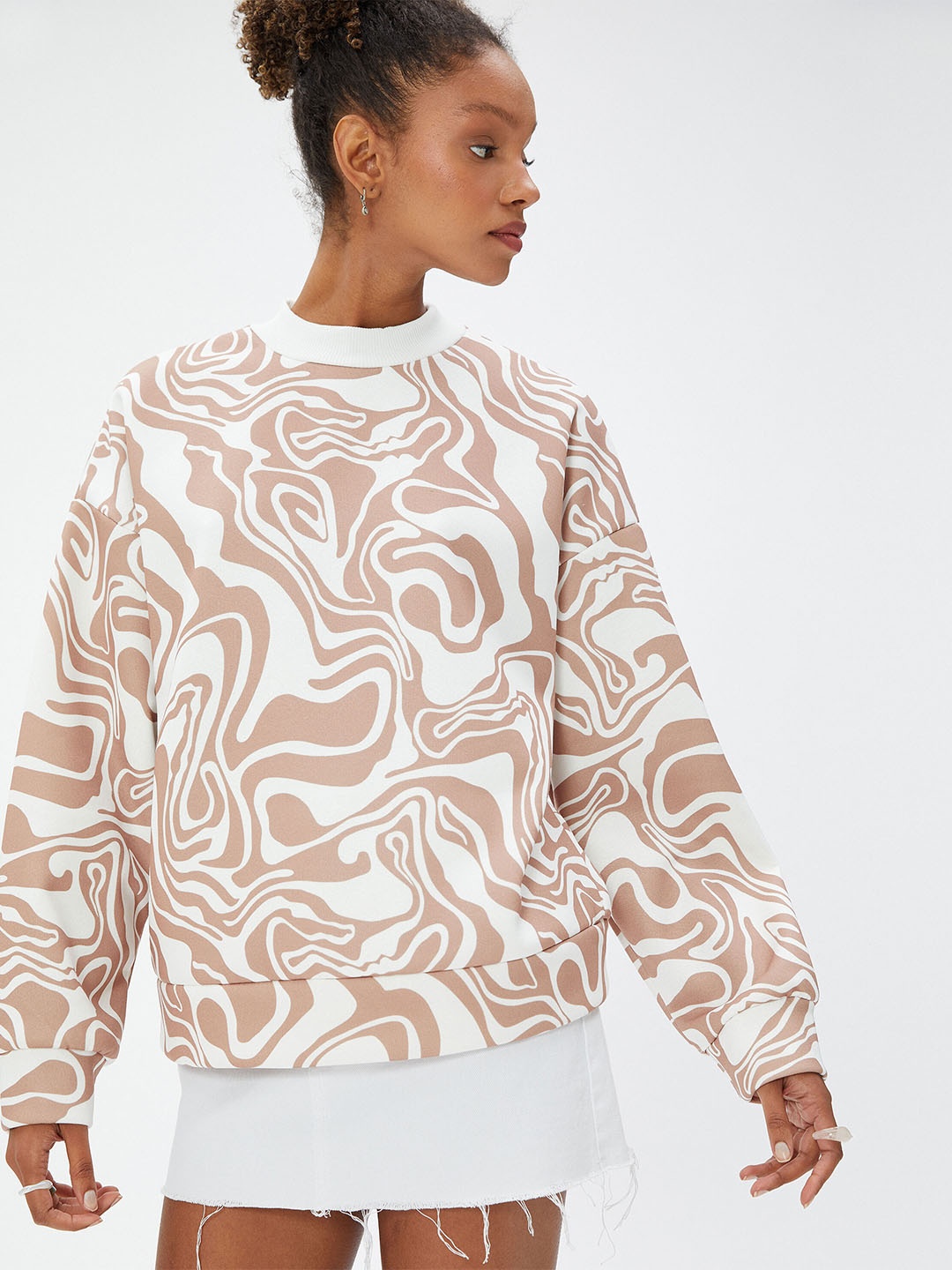 

Koton Abstract Printed Pullover, White