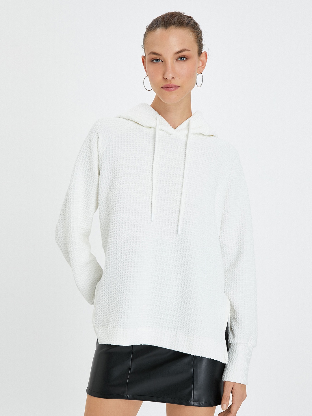 

Koton Self Design Hooded Oversized Sweatshirt, White