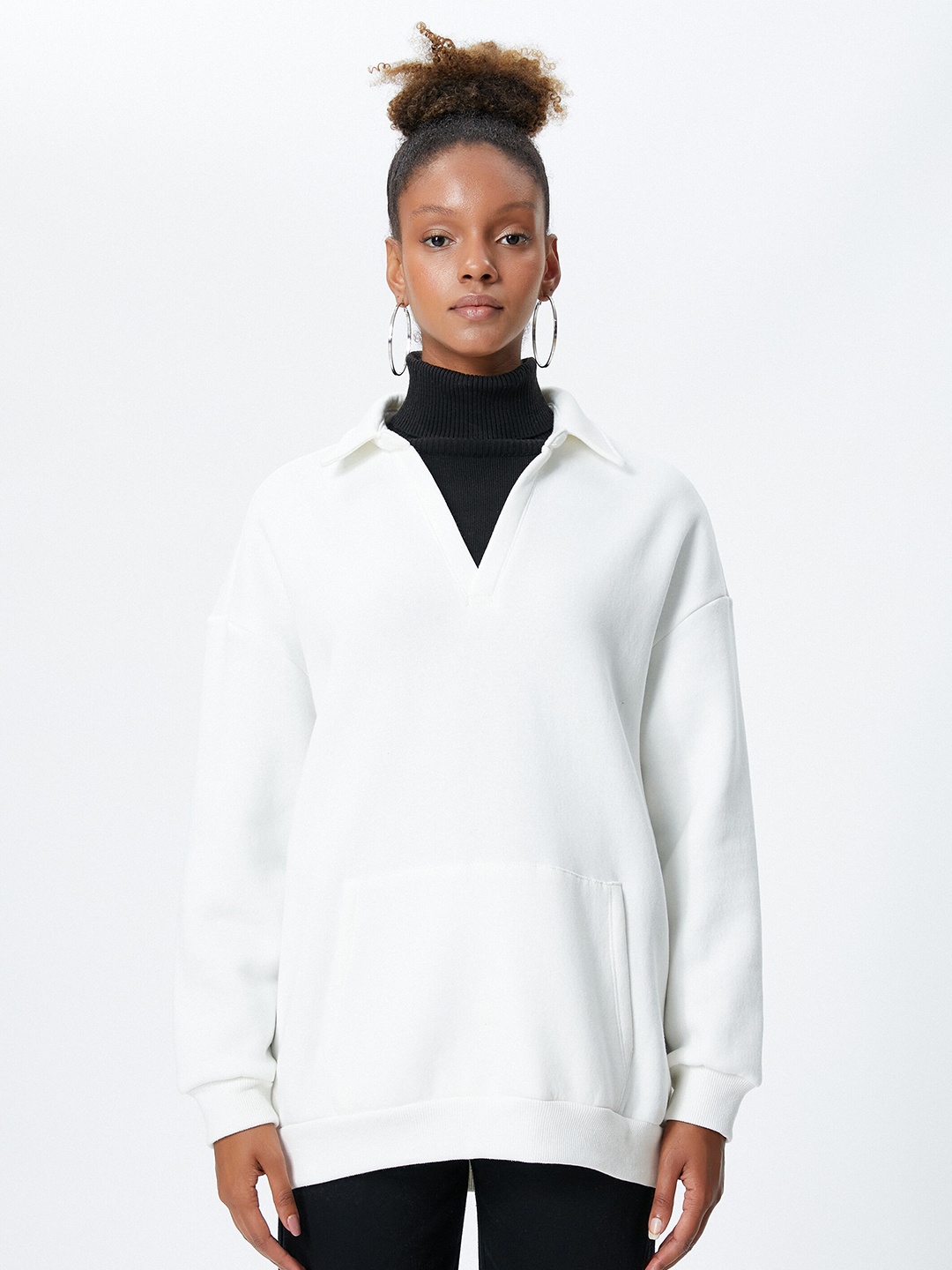 

Koton Shirt Collar Oversized Sweatshirt, White