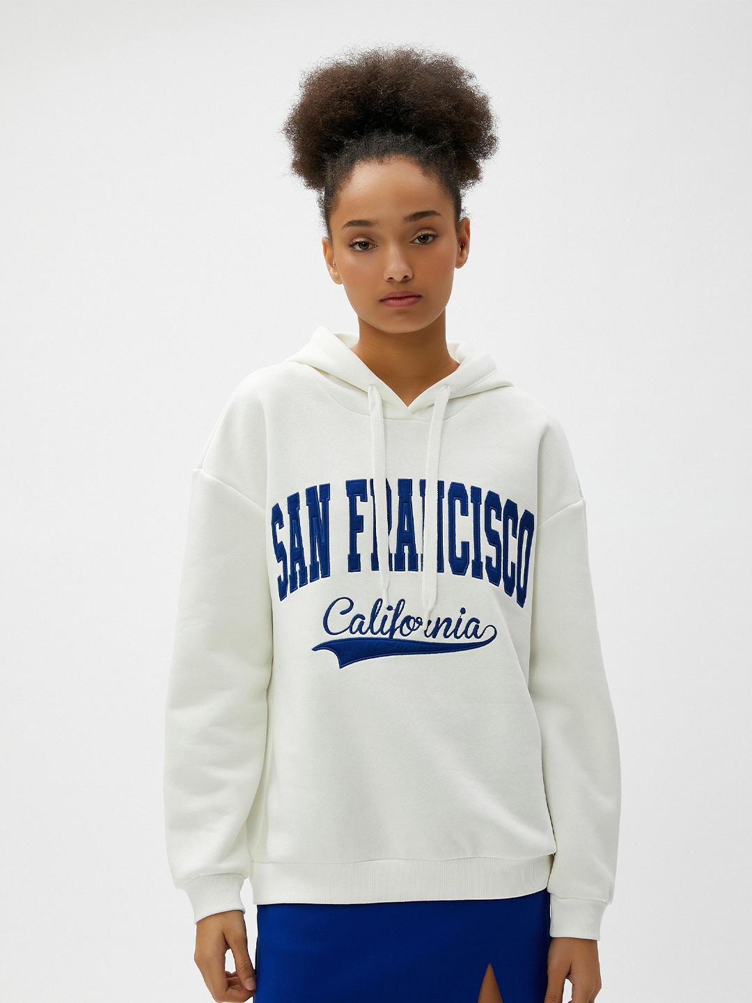 

Koton Typography Embroidered Hooded Pullover, White