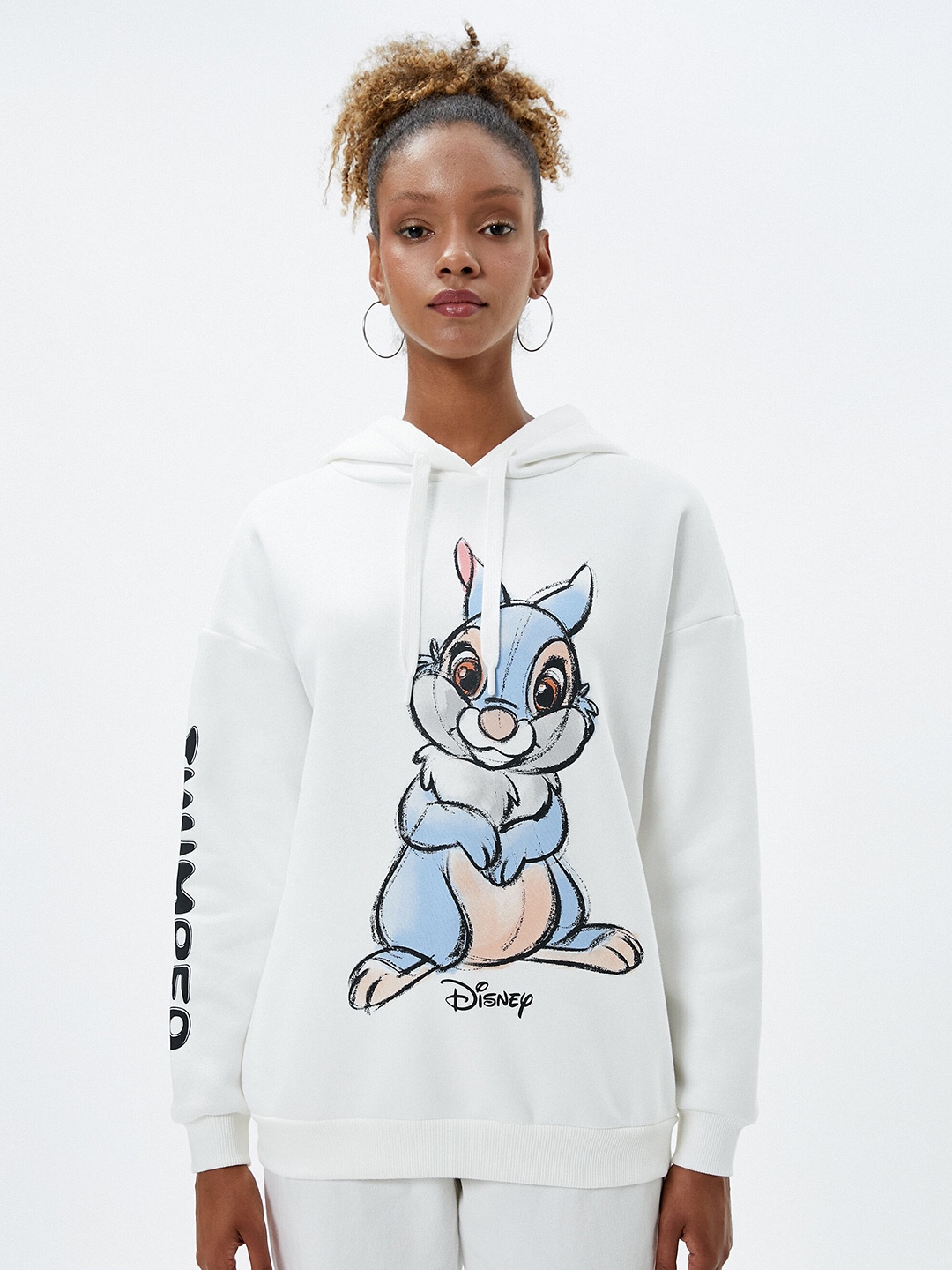 

Koton Disney Printed Hooded Pullover, White