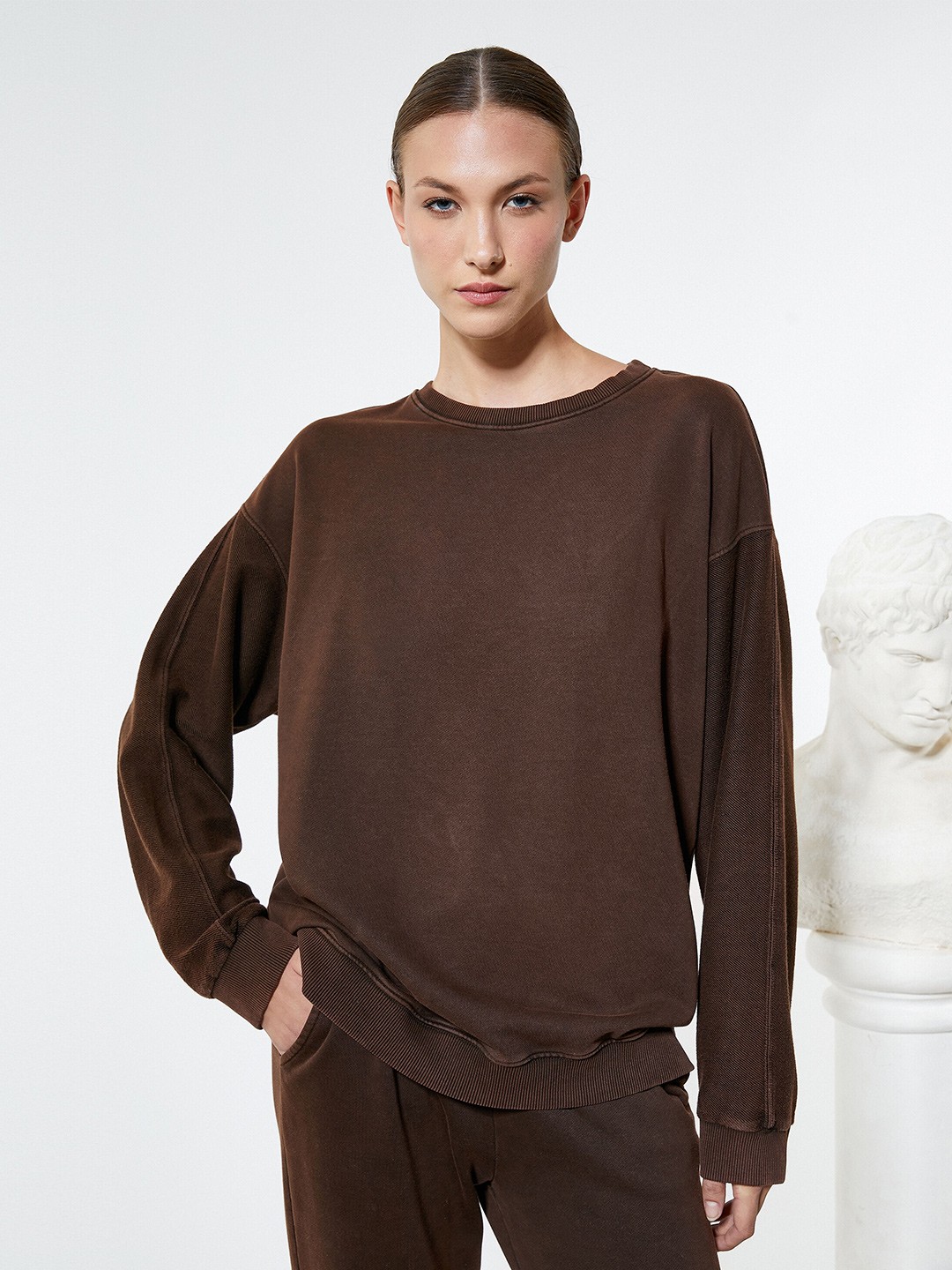 

Koton Round Neck Pullover, Brown