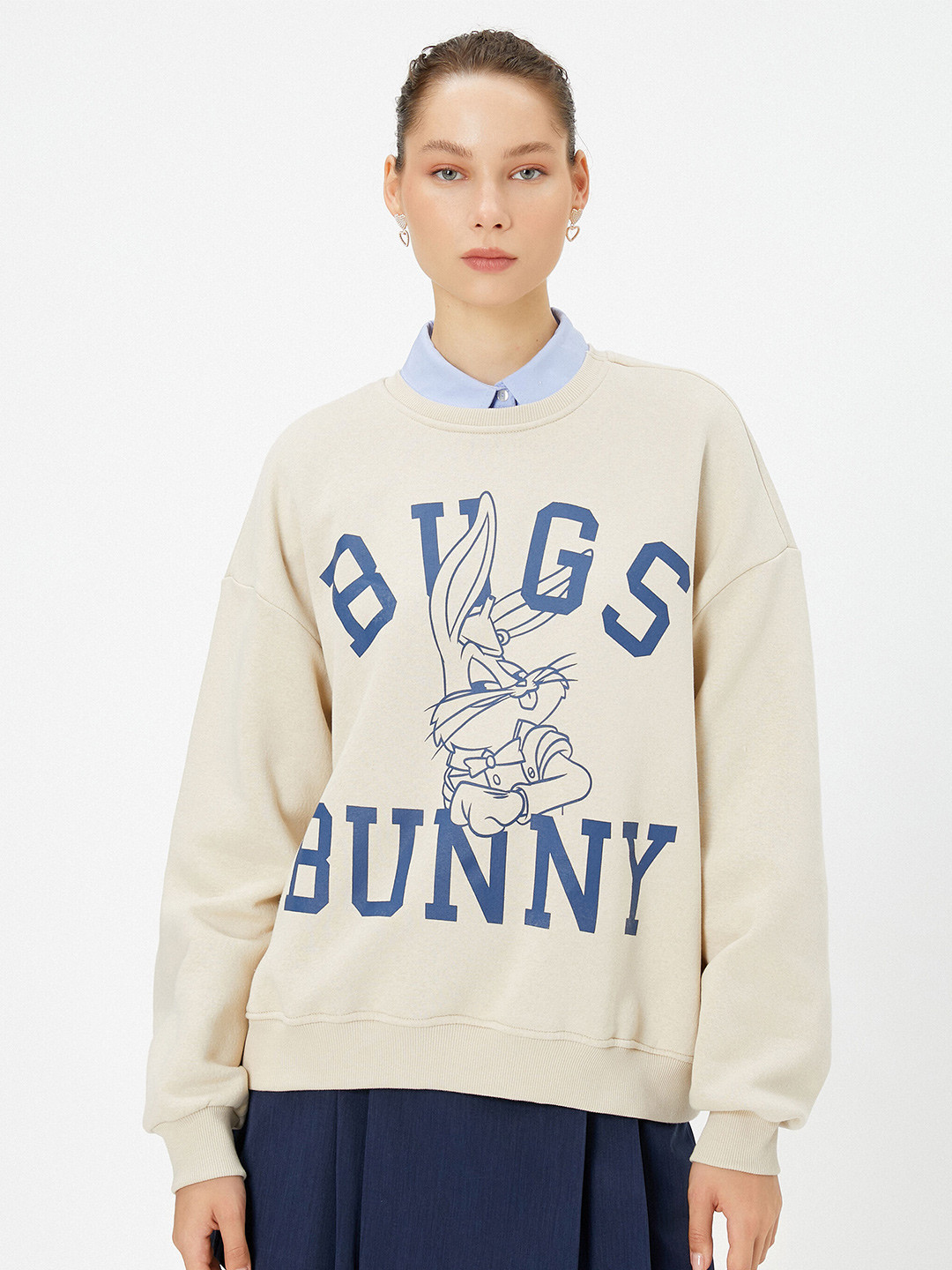 

Koton Typography Printed Pullover Sweatshirt, Off white