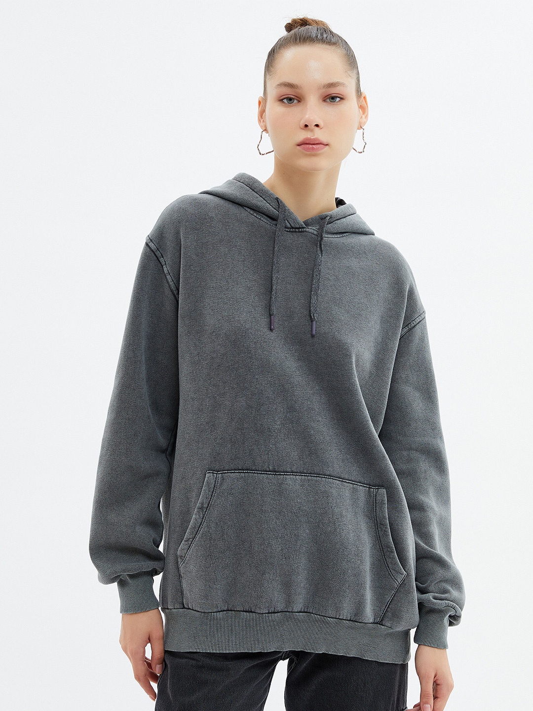 

Koton Hooded Neck Long Sleeve Pullover Sweatshirt, Grey