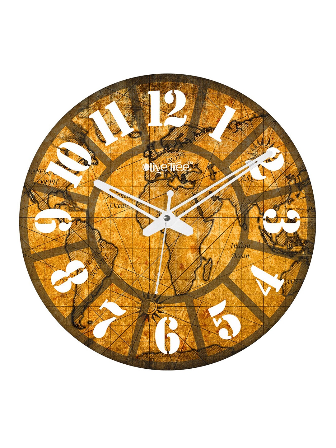 

OLIVE TREE Brown & White Printed Round Shape Contemporary Wall Clock