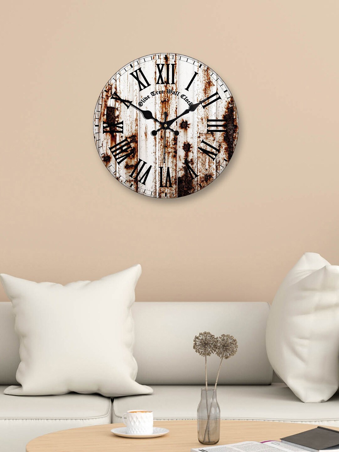 

OLIVE TREE White & Brown Printed Contemporary Wall Clock