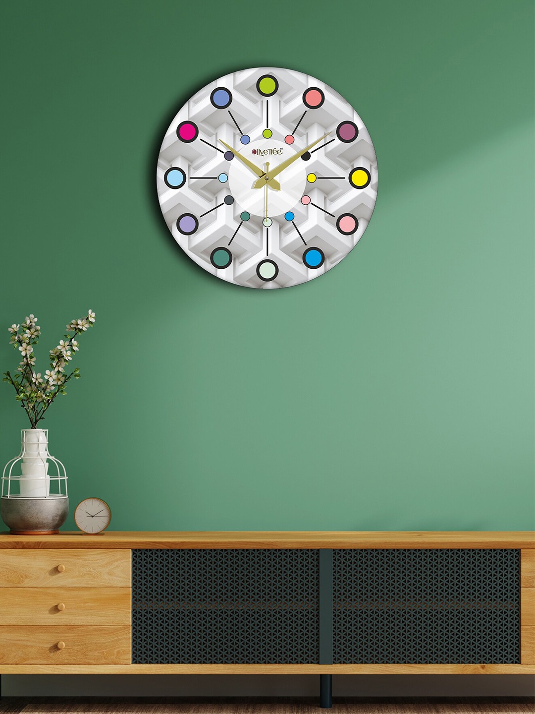 

OLIVE TREE Grey & White Printed Round Shape Contemporary Wall Clock