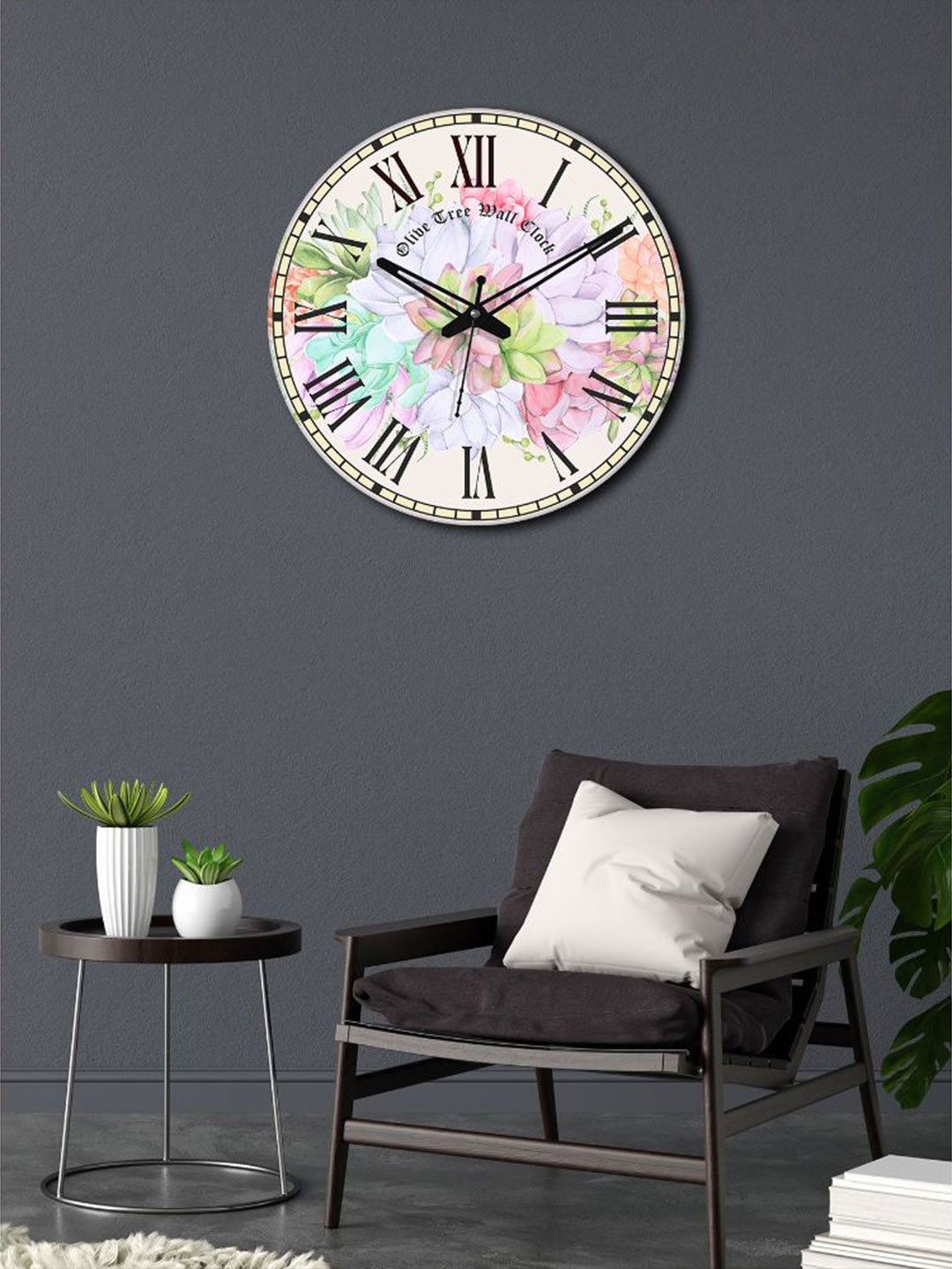 

OLIVE TREE Pink & Black Printed Round Shape Contemporary Wall Clock