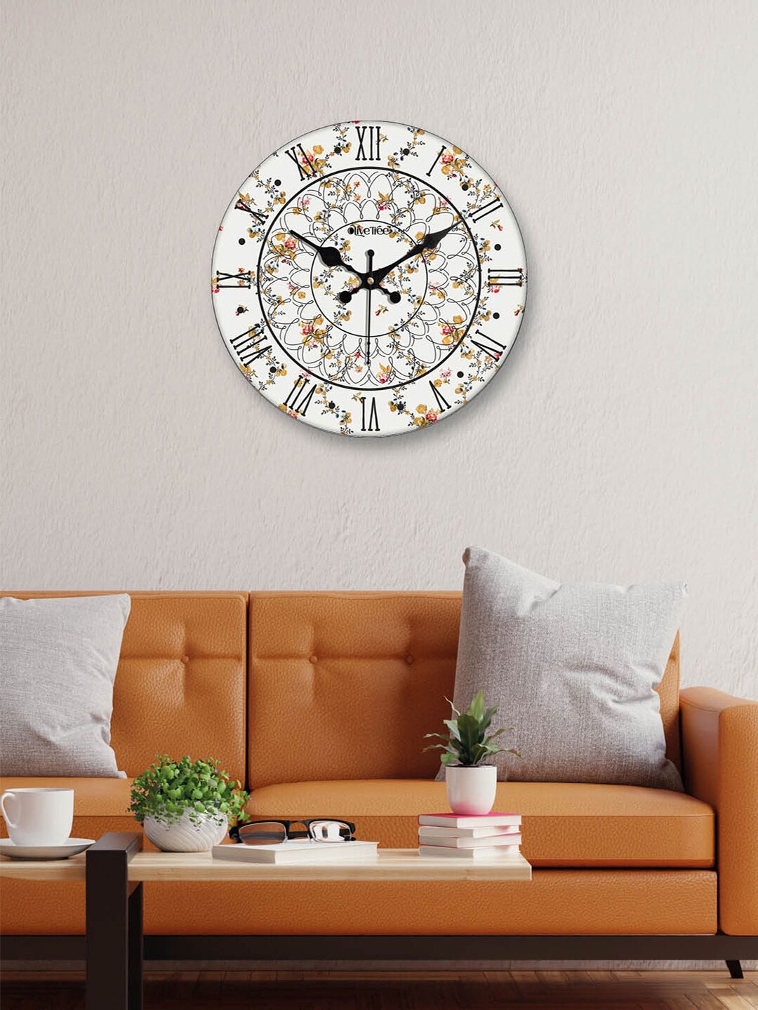 

OLIVE TREE White & Black Printed Round Contemporary Wall Clock