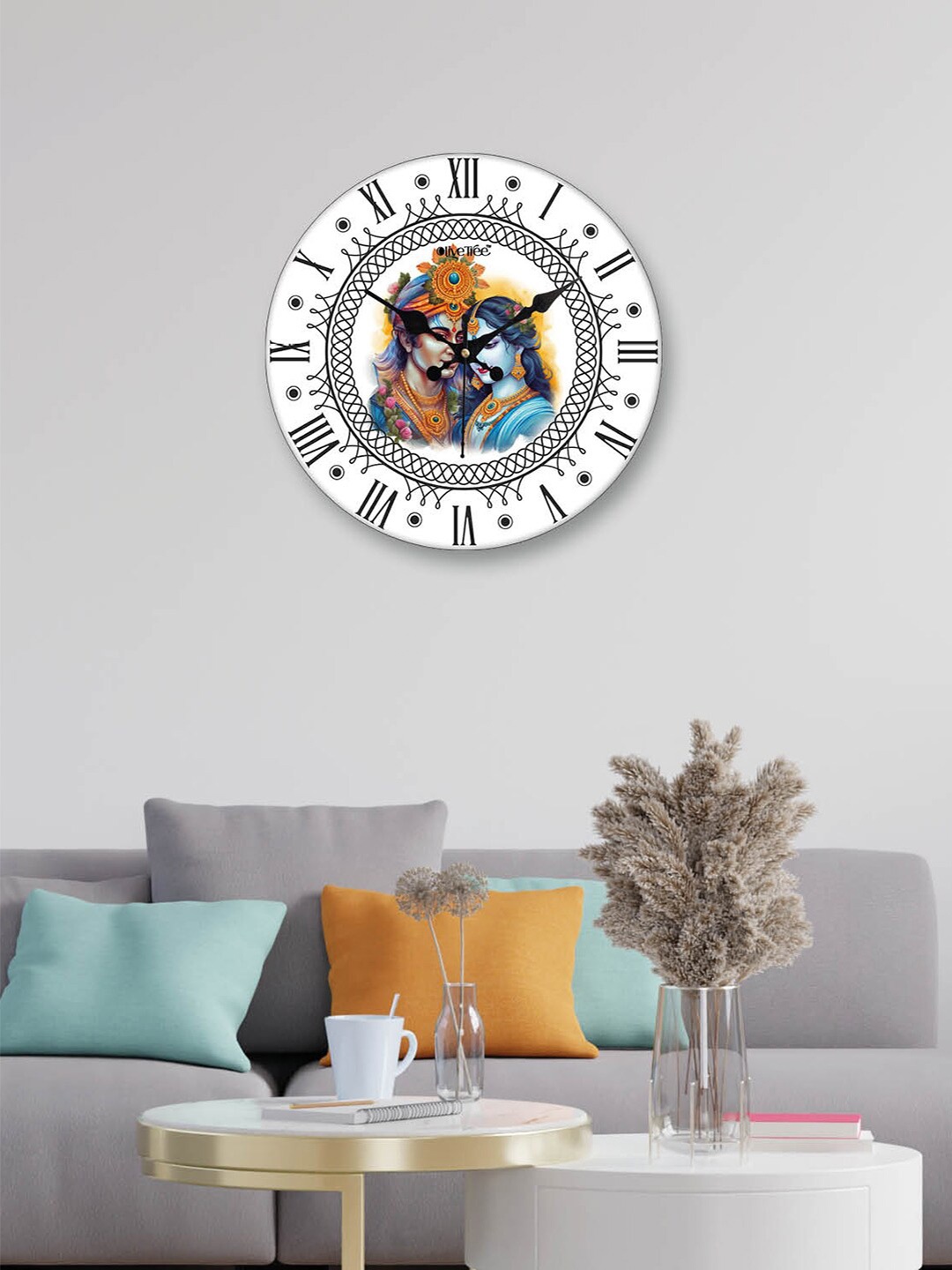 

OLIVE TREE White & Blue Printed Round Contemporary Wall Clock
