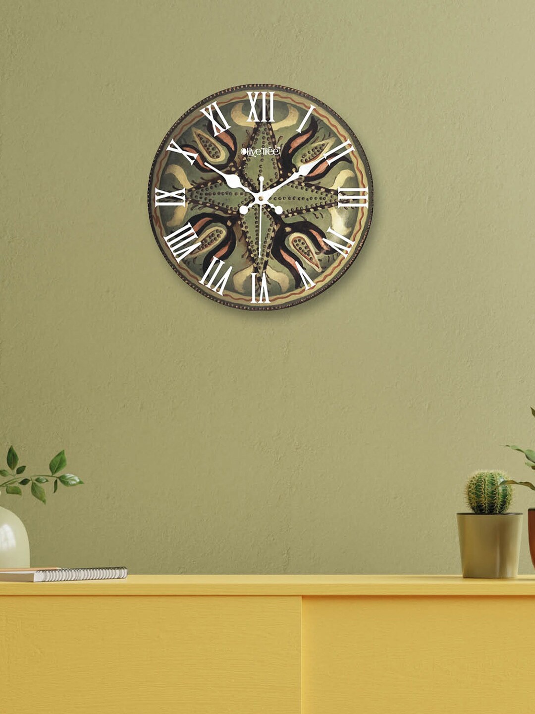 

OLIVE TREE Green & White Printed Contemporary Wall Clock