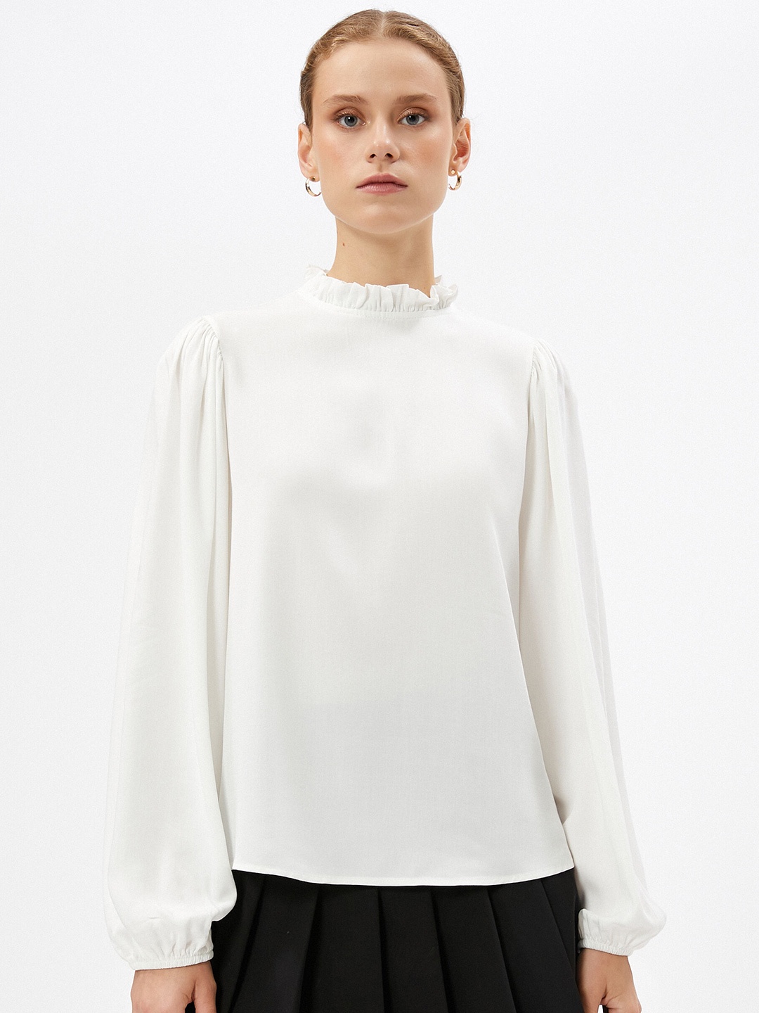 

Koton High Neck Puff Sleeves Top, White